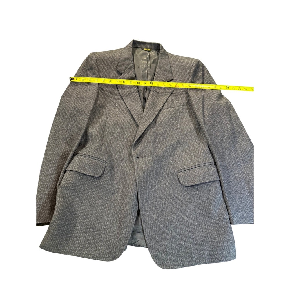 Monsieur Adolfo Classic Dark Gray Pinstripe Blazer Jacket - Picture 2 of 10
